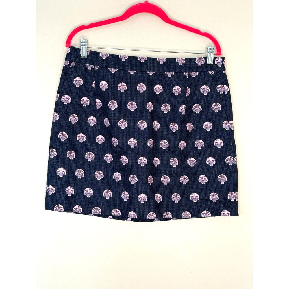 J.Crew Navy Shell Print Mini Skirt Size 12 Preppy Coastal Summer - Picture 2 of 8